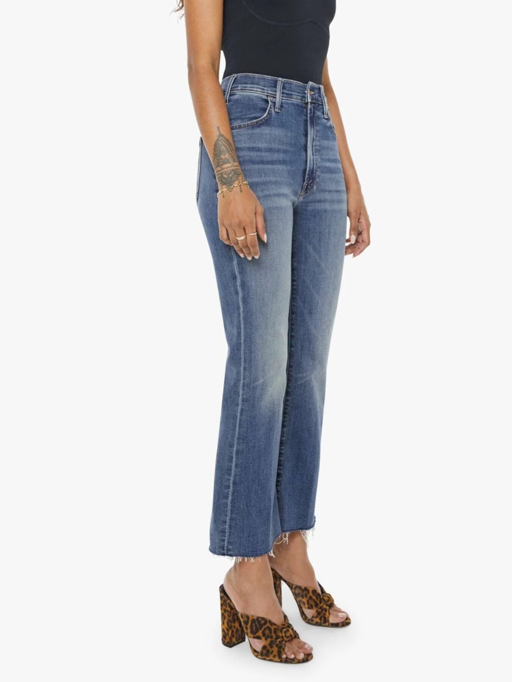 MOTHER Lil Hustler Blue High-Rise Cropped Jeans 30